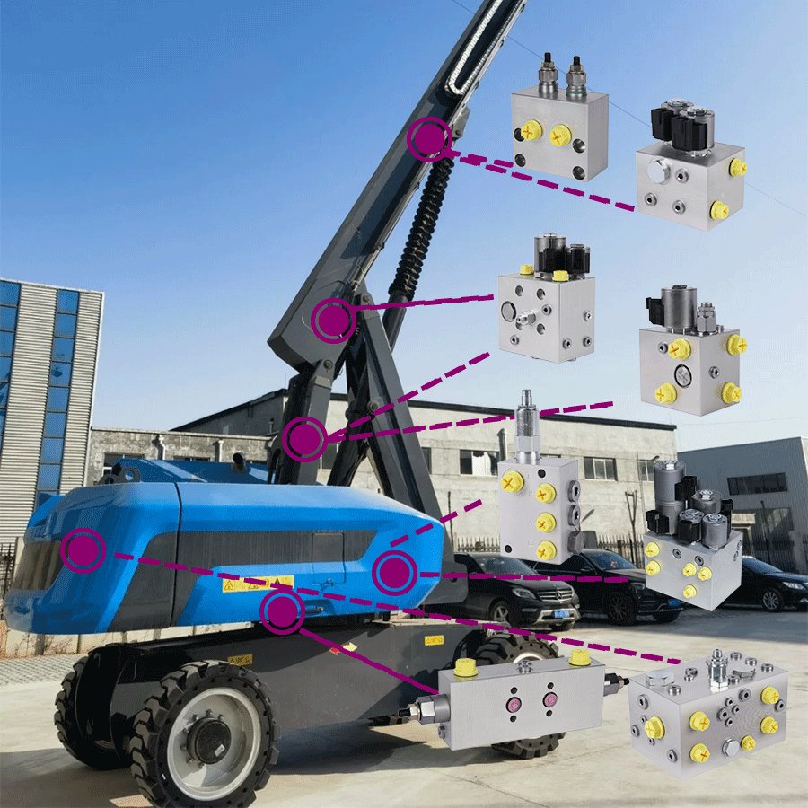 Chinese hydraulic valve manufacturer, hydraulic integrated valve group, manifold block, Articulating Boom Lifts control valve