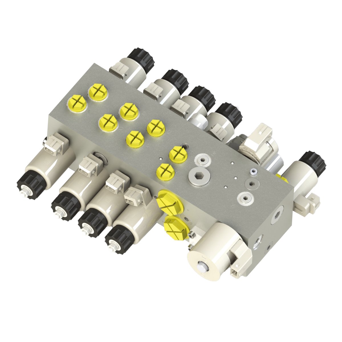 Load holding group manifold block hydraulic proportional multi-way directional speed Buchholz electric forklift control valve