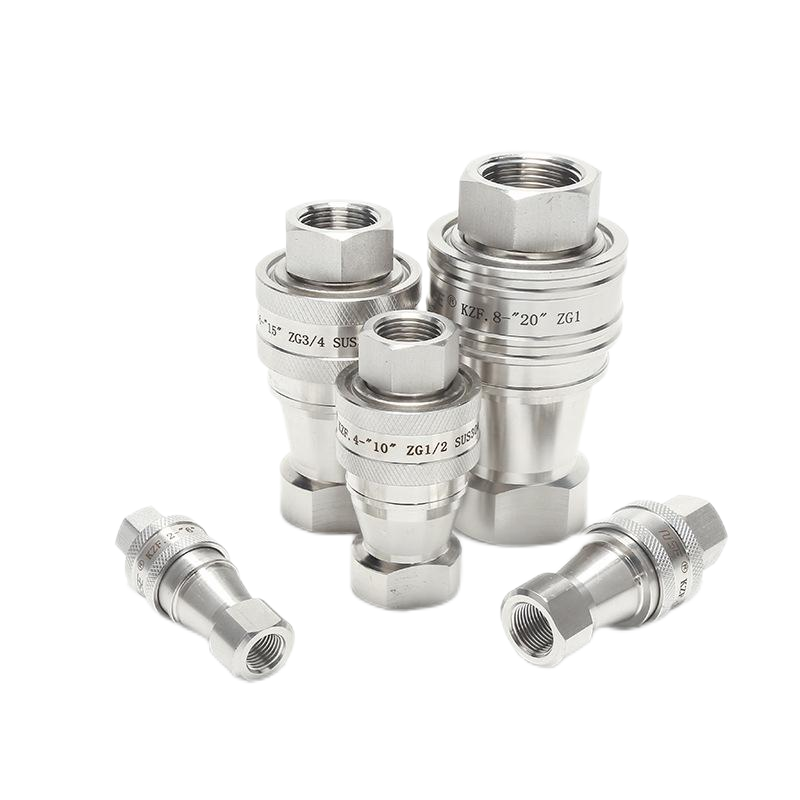 Kzf 1/4" Stainless Steel Poppet Valve Hydraulic Quick Coupling Hydraulic Hose Release Quick Coupling For Plumbing Tools