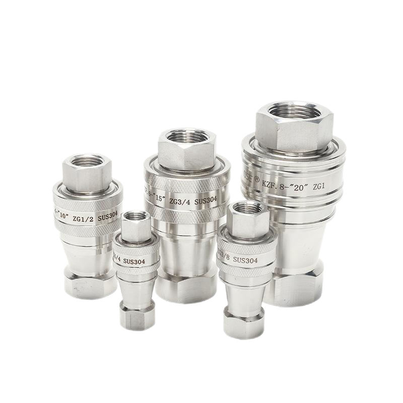 Kzf 1/4" Stainless Steel Poppet Valve Hydraulic Quick Coupling Hydraulic Hose Release Quick Coupling For Plumbing Tools