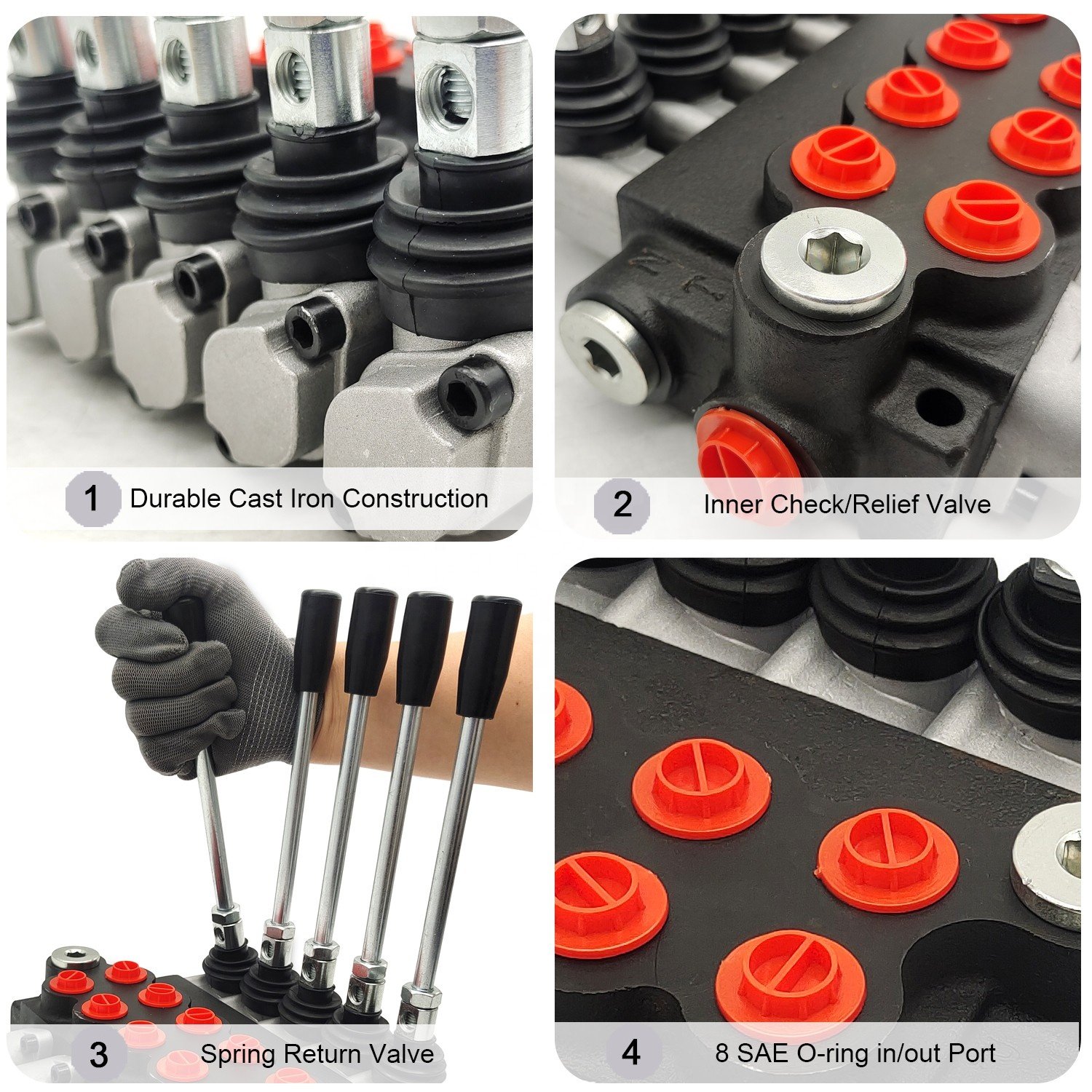 Customized 1P40 2P40 3P40 4P40 5P40 6P40 40L/min 1~7 Spools Control Hydraulic Direction Control Valve