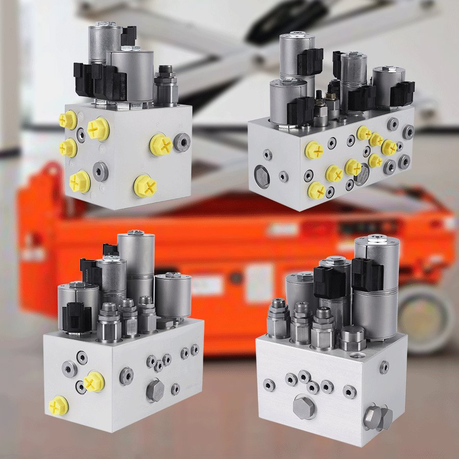 Hydraulic Pressure Load Holding Electric Powered Scissor Lift Main Directional Control Cartridge Manifold Valve Block Group