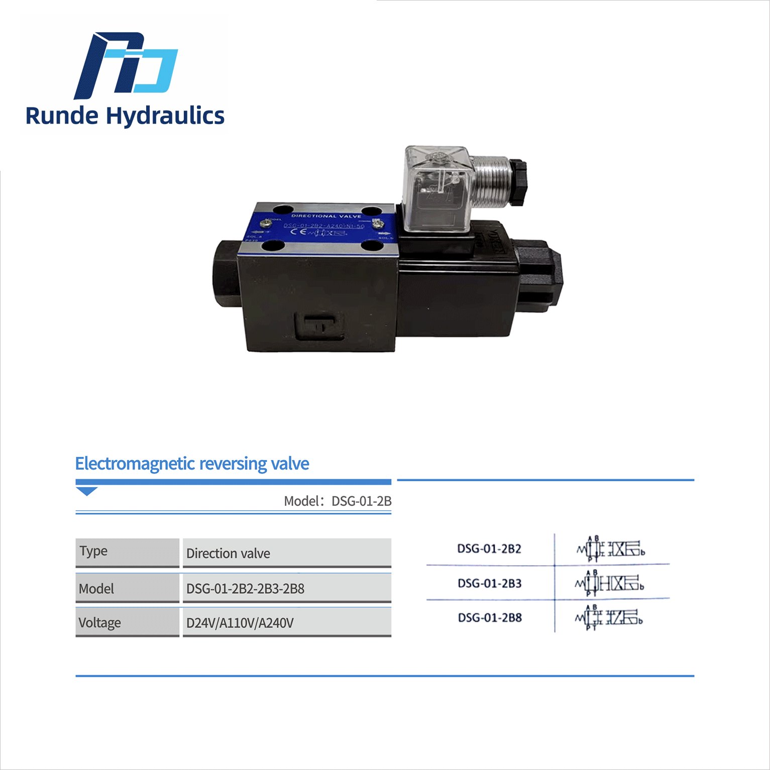 DSG-01-2BHydraulic Electric Electromagnetic Directional Control Spool Valve