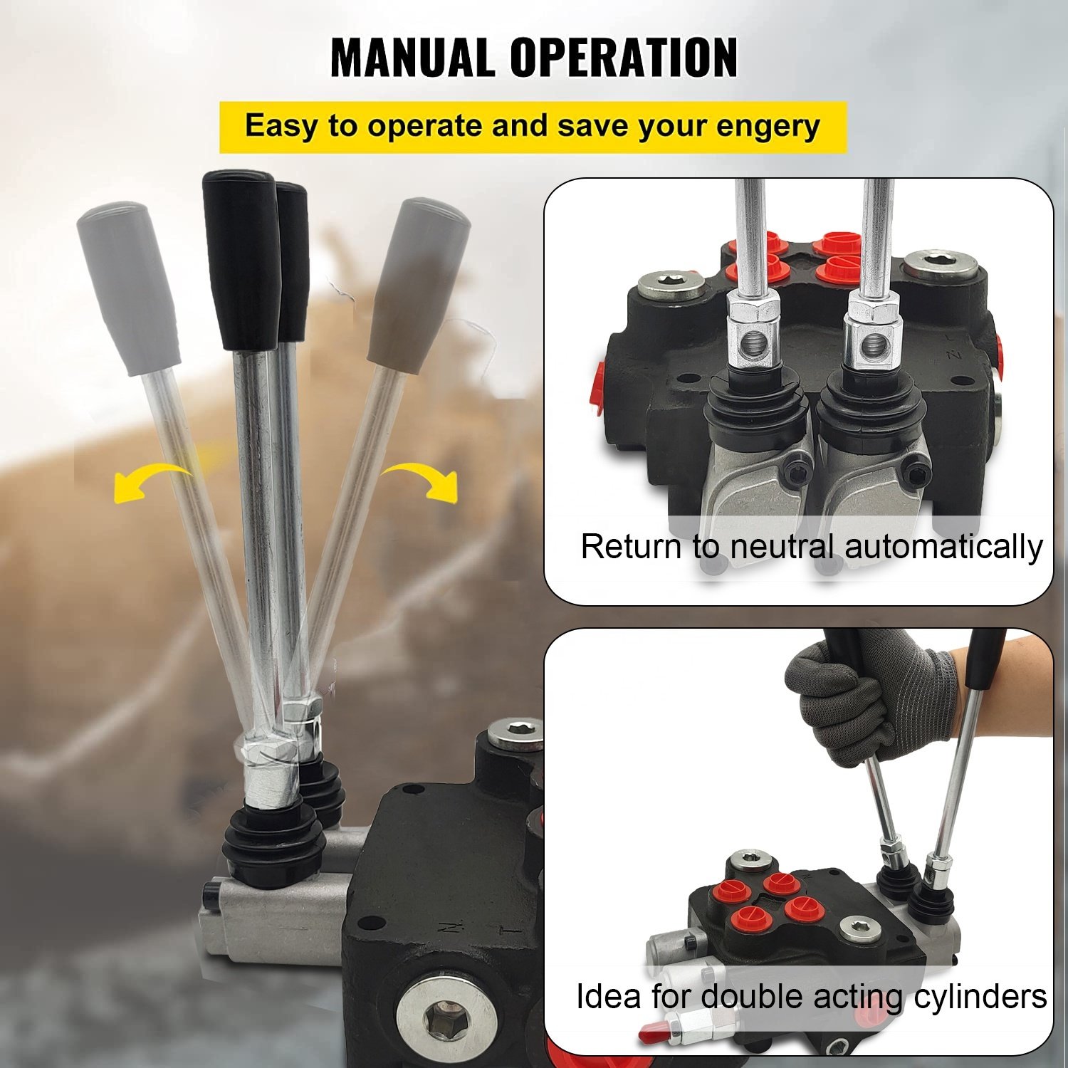 Hy-Waloil 2 Way P80 2 in 1 Joystick Hand Lever Hydraulic Monoblock Directional Control Valves