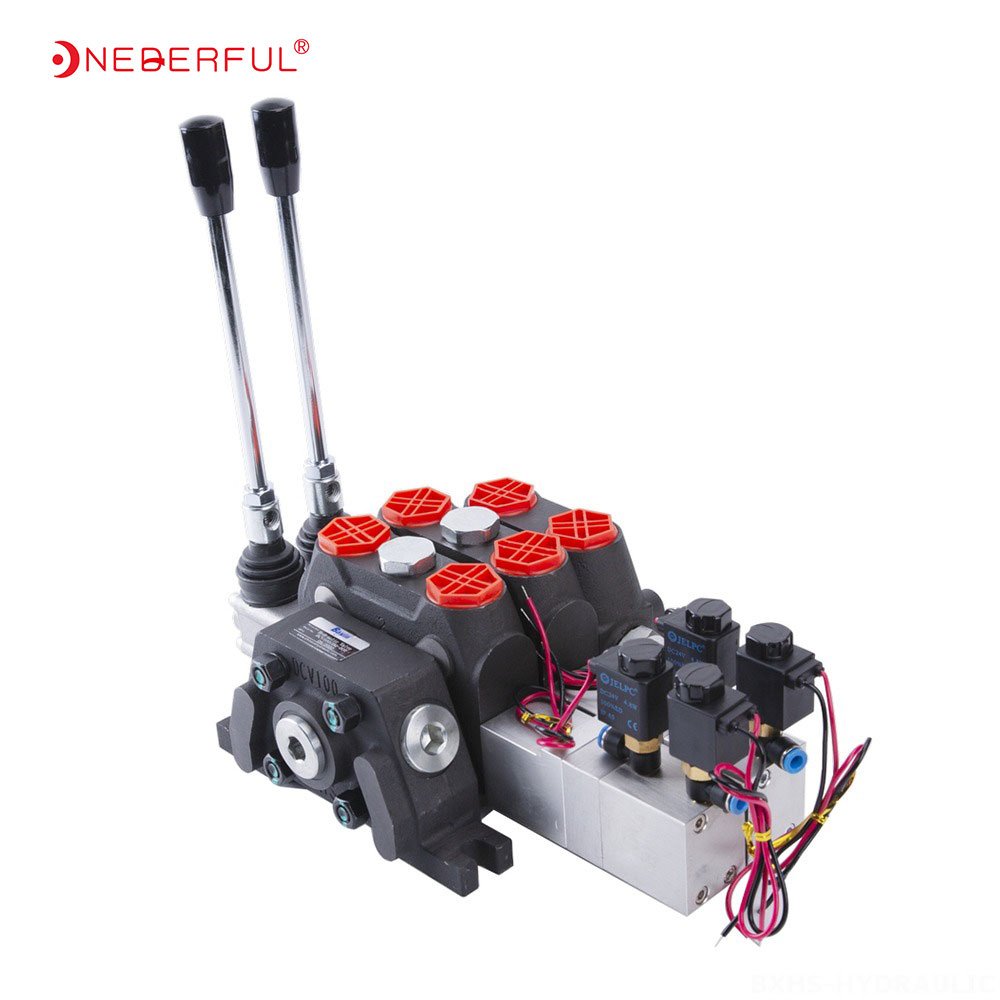 Motor Spool Hydraulic Flow Control Valve 1/2" BSP Ports 5 Spool Double Acting 50 Lpm Monoblock valve DCV Manual Control Valves