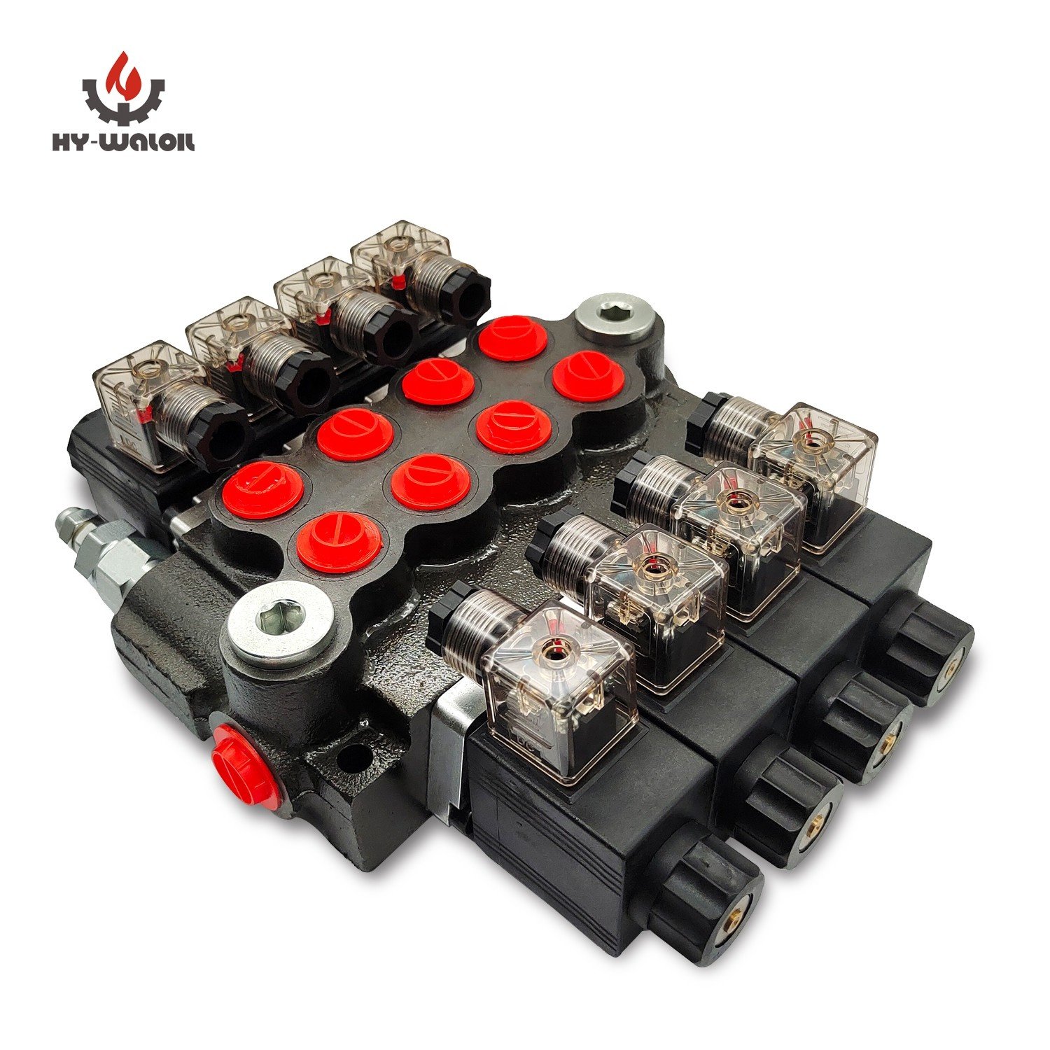 Hy-waloil 12V DC 13 GPM 4 Spools Hydraulic Monoblock Direct Solenoid Directional Control Valve Z50