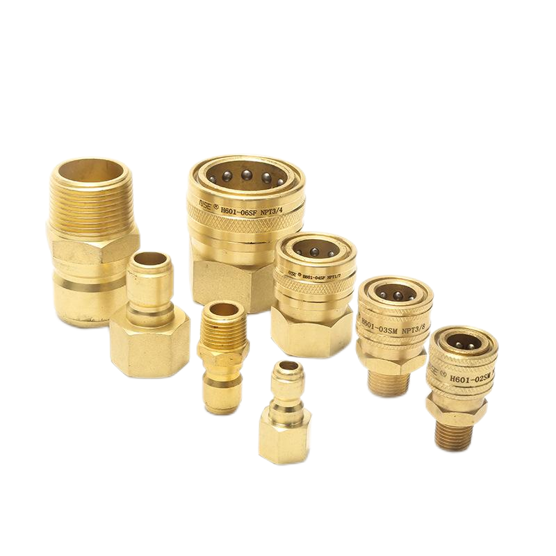 Brass 1/8" No Valve Straight-Thru Quick Disconnect Hydraulic Fittings Quick Connect Disconnect Coupling Quick Change Coupler