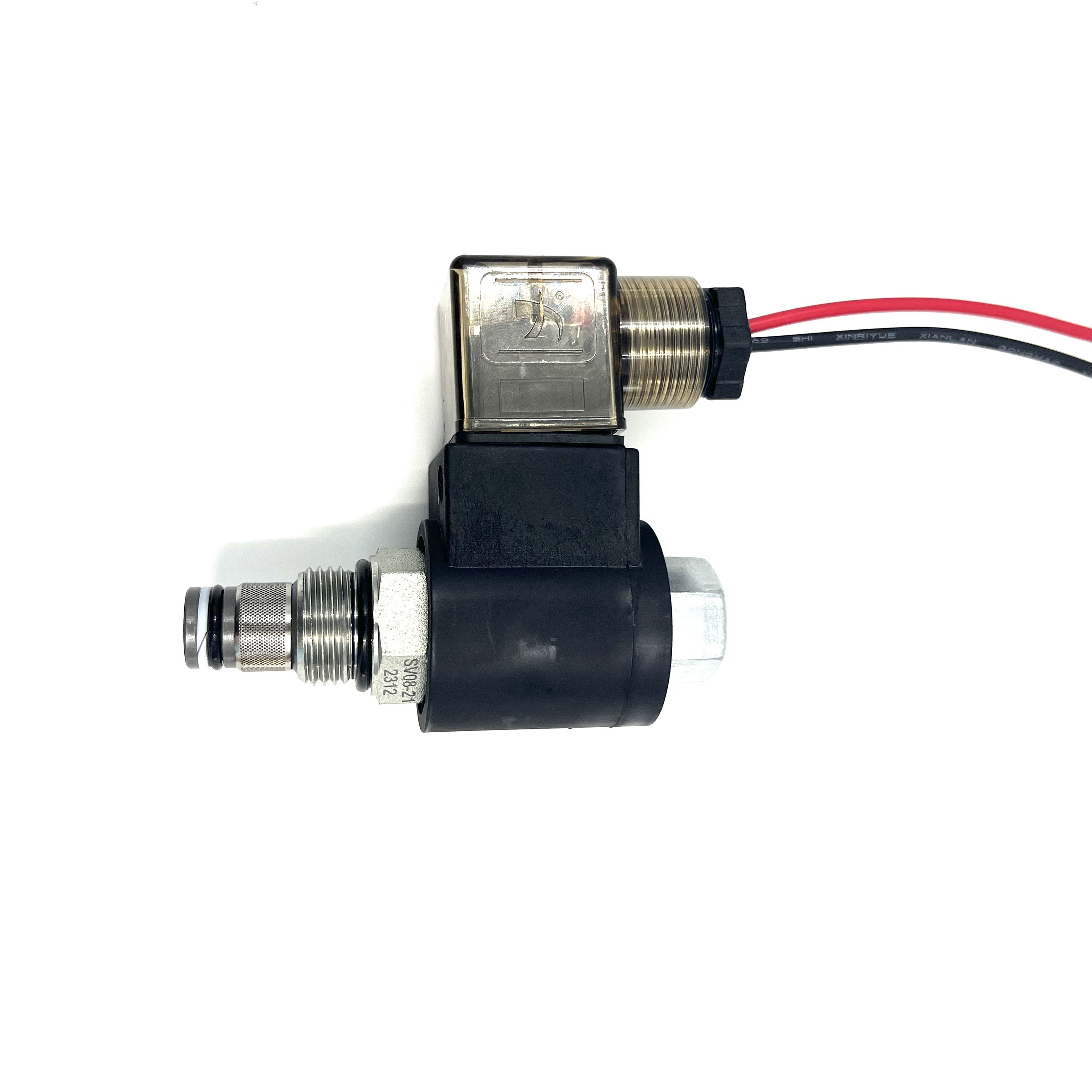 24V Coil Hydraulic Cartridge Valve Solenoid Valve SV08-21 2-Position 2-Way Poppet Type Normally Open Restrictive Reverse Flow