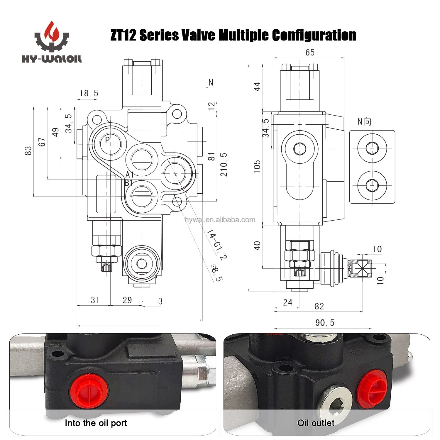 Hy-Waloil DCV40 Series 1 Joystick Hydraulic Orbital Monoblock Directional Manual Microswitch Pilot Control Valves