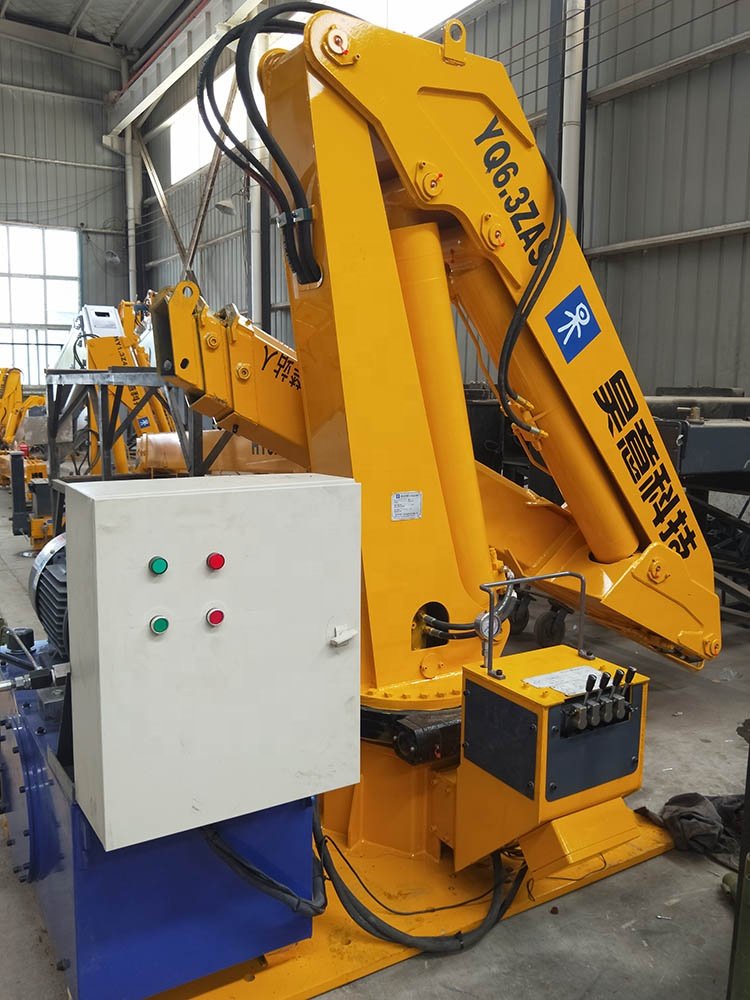 4 ton mini hydraulic knuckle boom floating marine deck crane barge for sale with radio remote control
