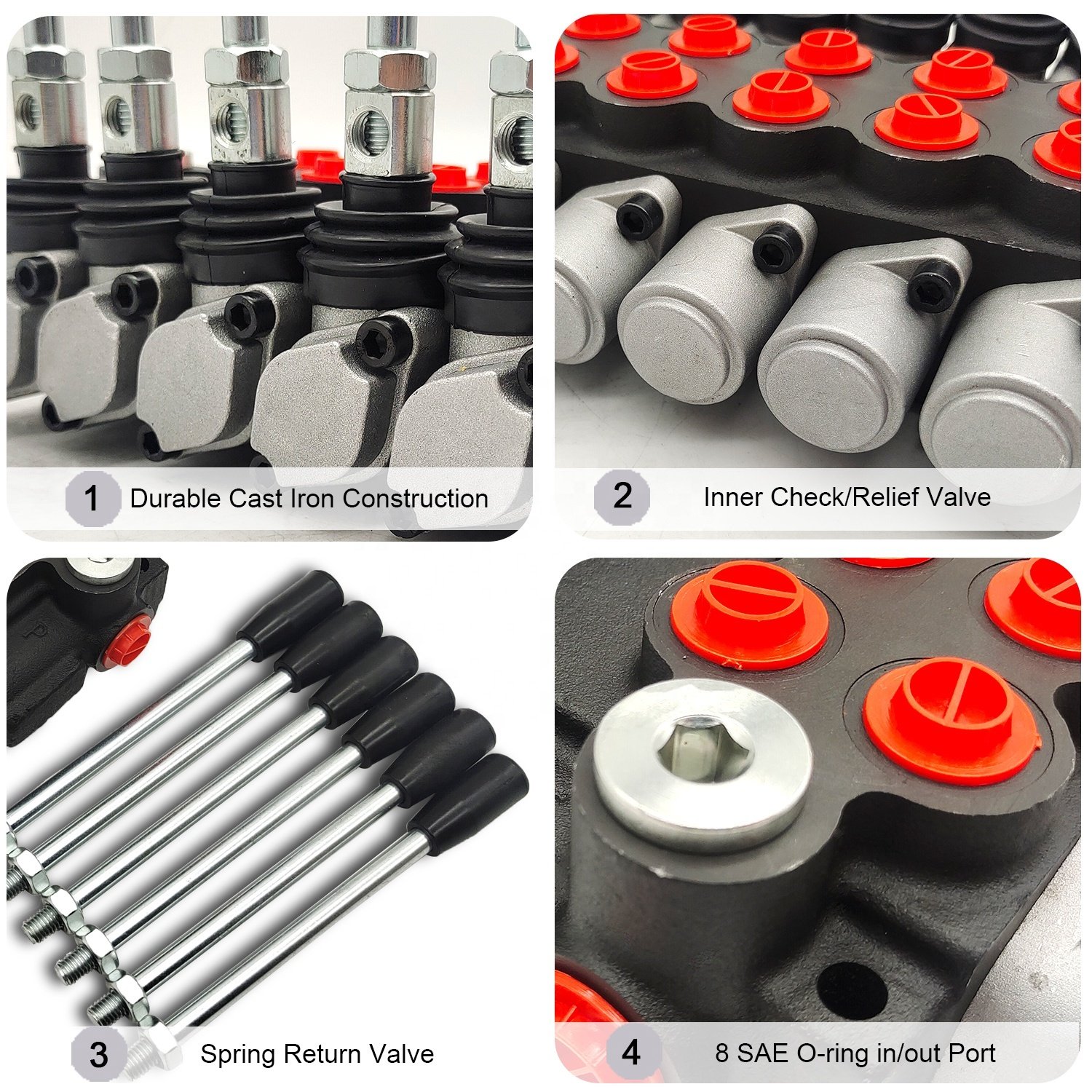Hy-waloil 6P40 11 GPM 6 Spool Double Acting Manual Reversing Hydraulic Control Valve for Small Tractors and Loaders