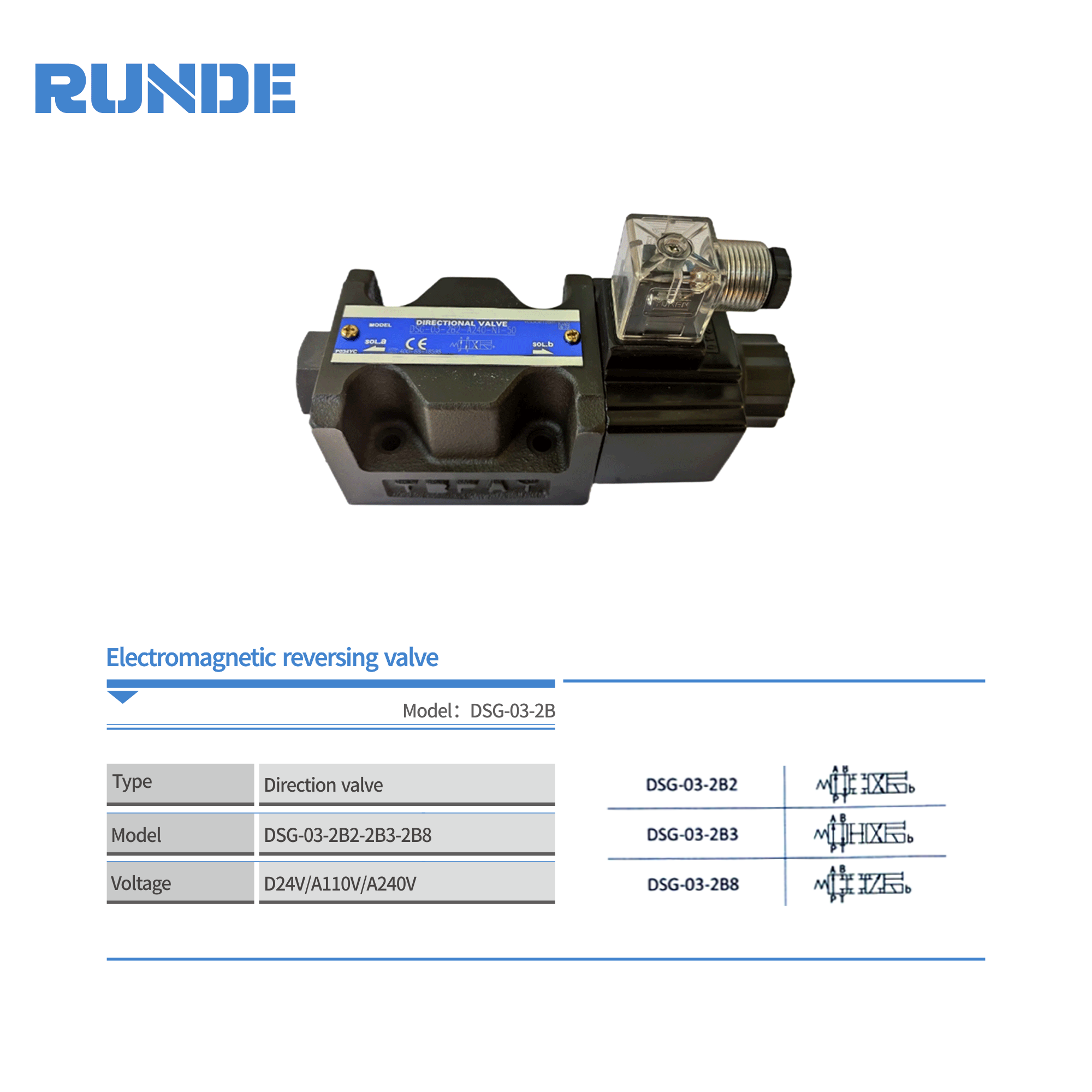 Factory Direct DSG-03-2B3B-A200-N1-50 12V Yuken Hydraulic Solenoid Valve 24V