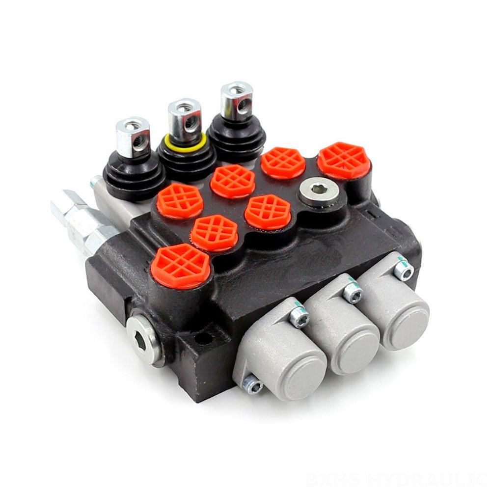 hydraulic hand joystick 3 way control valve 80LPM 5 4 spools P80 manual monoblock directional control valve for Distributor