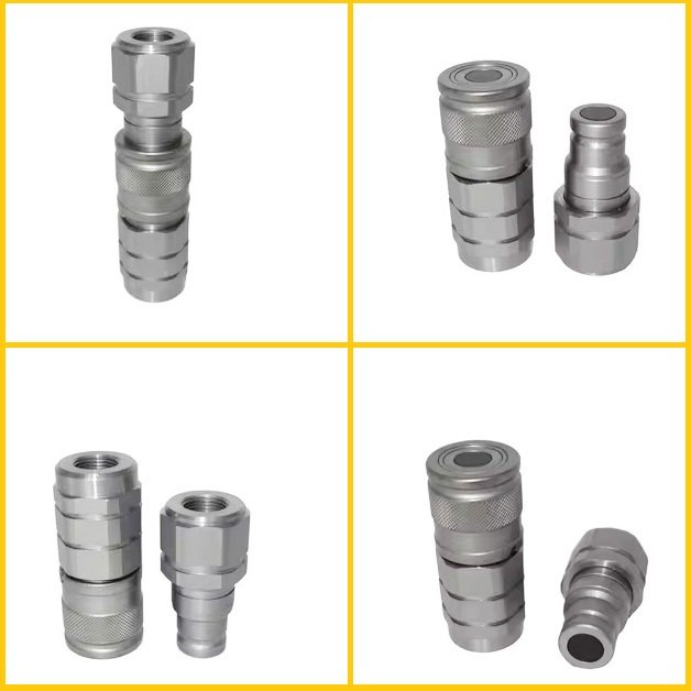 NAIWO 3/8 steel quick connector factory FLAT FACE QRC steel quick couplings hydraulic quick coupler NWP4 case skid steer parts