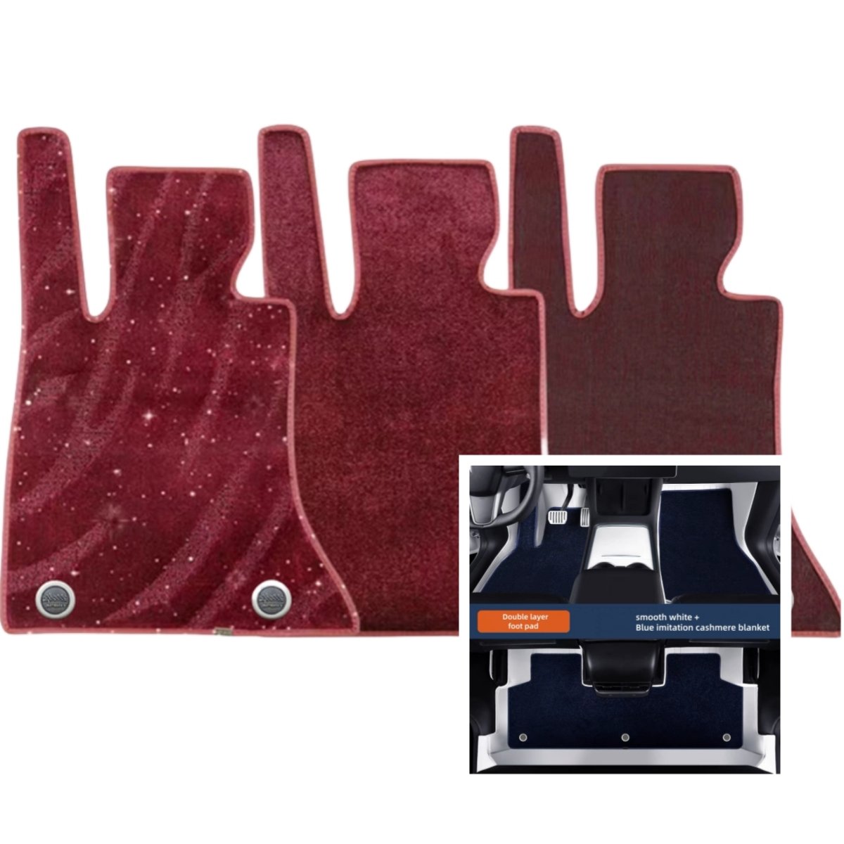 Polyester fiber cashmere blanket car cushion car cushion decor MODEL Y3- Double Layer-White and Blue