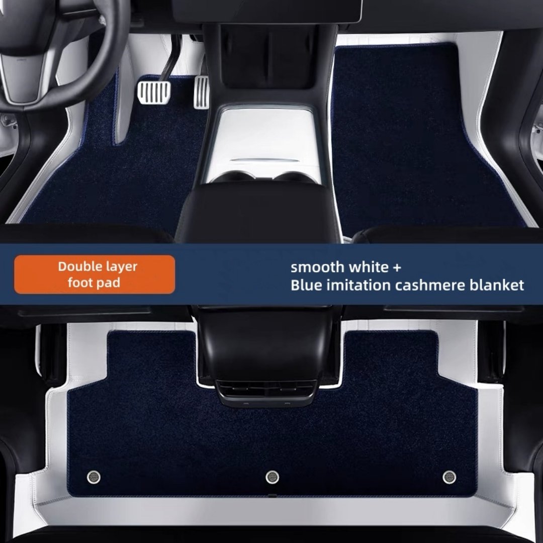 Polyester fiber cashmere blanket car cushion car cushion decor MODEL Y3- Double Layer-White and Blue