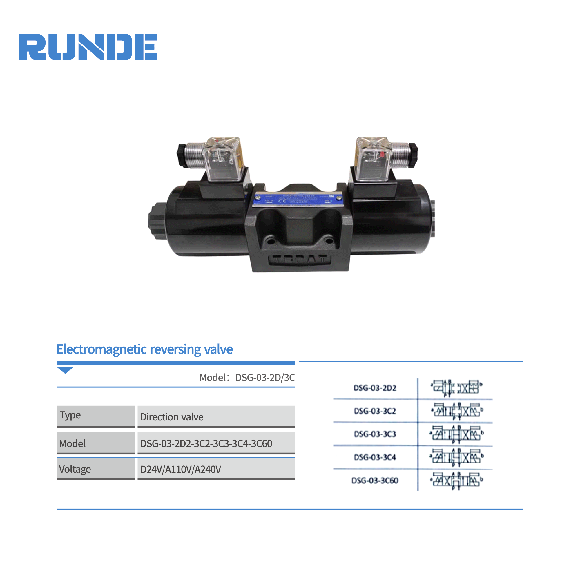DSG-03series Hydraulic Ac220v Solenoid Valve Reversing Control Excavator Solenoid Valve