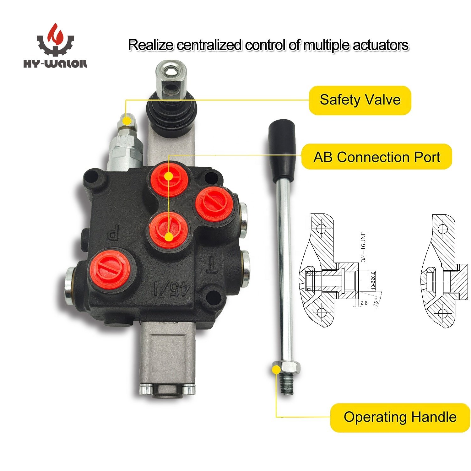 Hy-Waloil High Performance ZDa-L15 63L/min 1-Spool Hydraulic Directional Control Valve for Forklifts