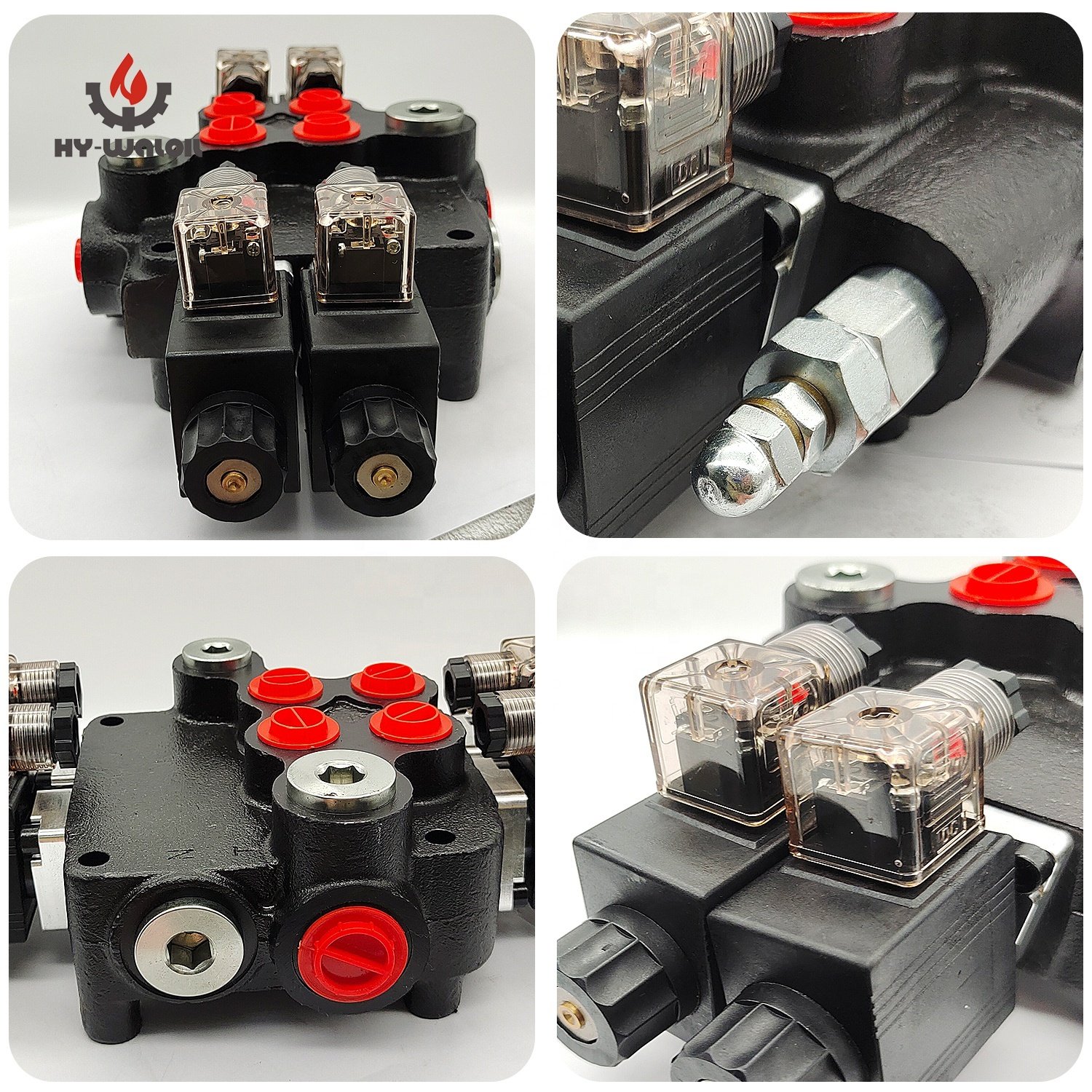 Hy-Waloil 24V Z80 Series 2-Section 80 LPM Monoblock Hydraulic Spool Solenoid Valves for Excavators 3/4" 1/2" Options