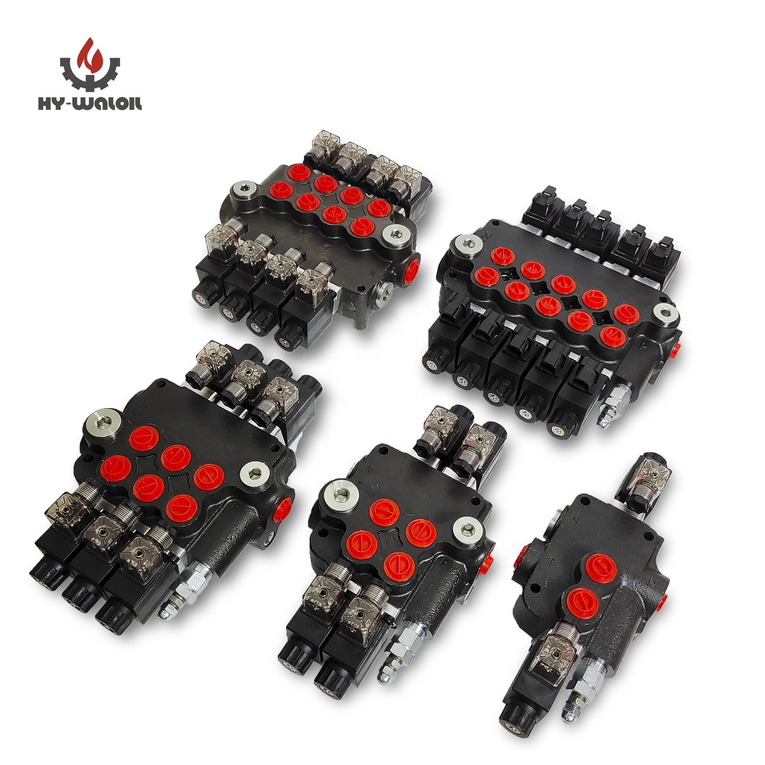 Hy-Waloil 24V Z80 Series 2-Section 80 LPM Monoblock Hydraulic Spool Solenoid Valves for Excavators 3/4" 1/2" Options