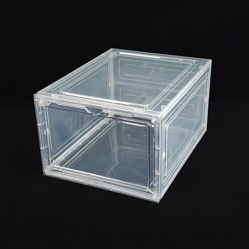 Acrylic Clear Plastic Storage Boxes DIY Stackable Drop Front Shoe Containers Organizer For Sneaker Display Fit up to US Size13
