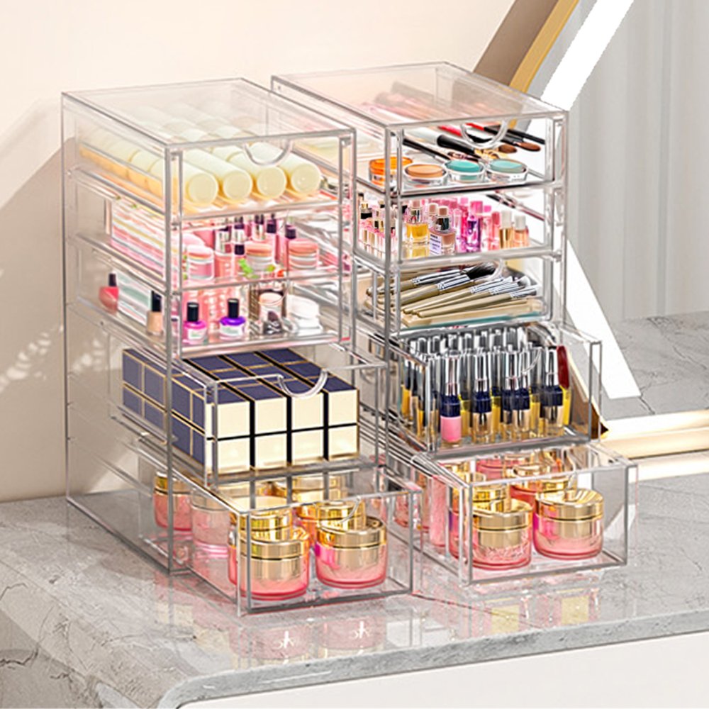 Jewelry Organizer Acrylic Drawer Organizers 20 Drawers 4 Set Clear Storage Drawers for Office Stackable Makeup Organizer,