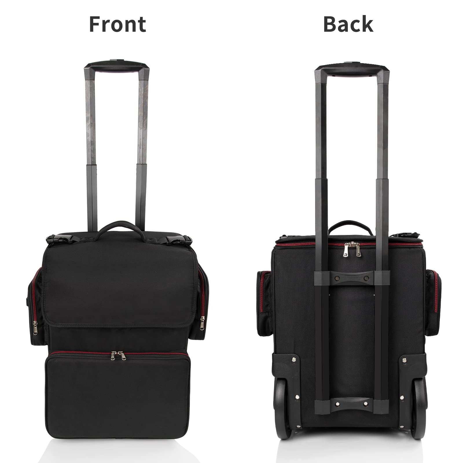 Rolling trolley travel transparent pocket mesh removable heat insulation organizers cosmetic makeup case bag luggage suitcase