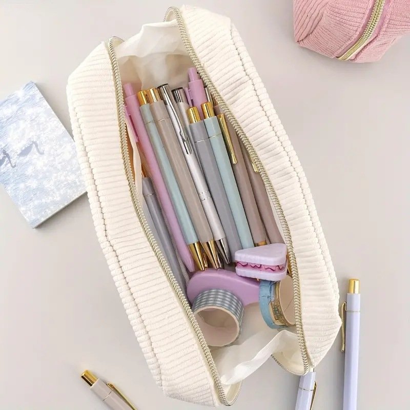 Factory Custom Label LOGO Cosmetic Organizers Zipper Corduroy travel Makeup Bag cosmetic bag gift make up toiletry bag pouch