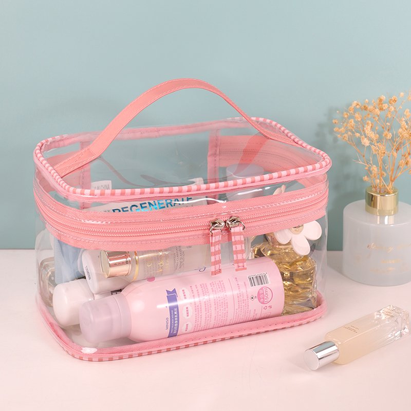 Custom Ciffnoo Pink NO.10174-SET dots print Multi-functional classification storage travel cosmetic bags set