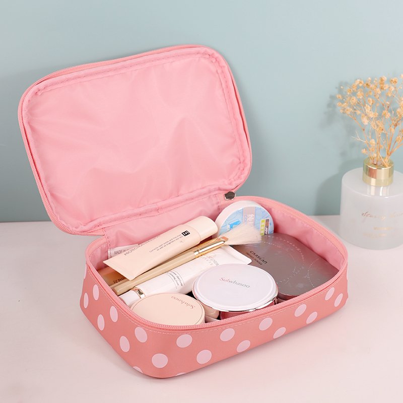 Custom Ciffnoo Pink NO.10174-SET dots print Multi-functional classification storage travel cosmetic bags set