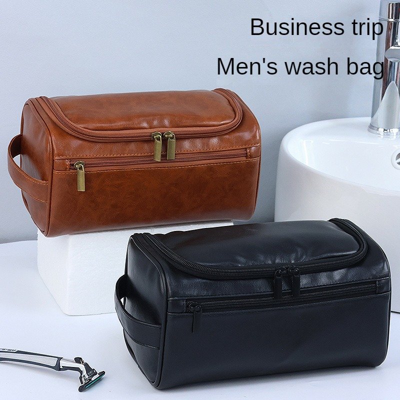 Large Capacity Men's Toiletry Bag Outgoing Portable PU Waterproof Cosmetic Simple Travel Handbag Storage