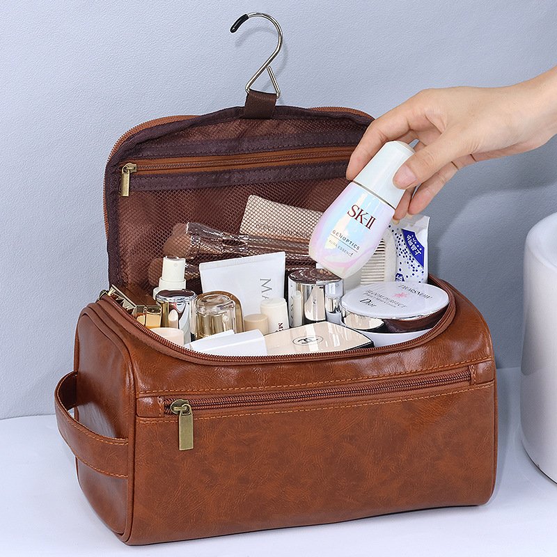 Large Capacity Men's Toiletry Bag Outgoing Portable PU Waterproof Cosmetic Simple Travel Handbag Storage