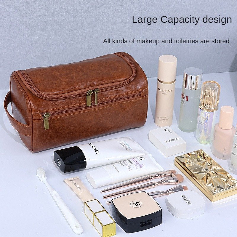 Large Capacity Men's Toiletry Bag Outgoing Portable PU Waterproof Cosmetic Simple Travel Handbag Storage