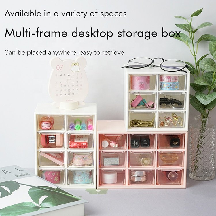 Wholesale Office Desktop 6 Grids Stackable Organizer Storage Box Plastic Drawer