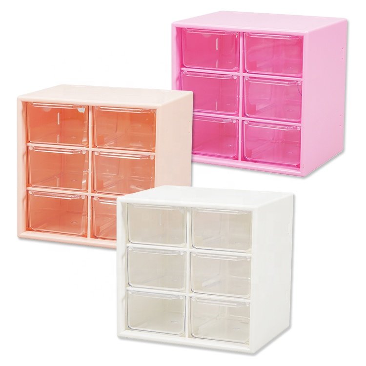 Wholesale Office Desktop 6 Grids Stackable Organizer Storage Box Plastic Drawer