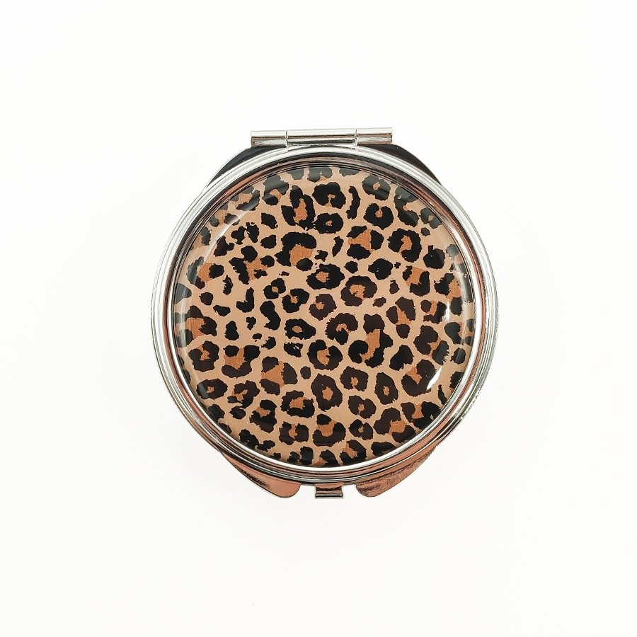 design printing jewelry box Classic Metal pill case mini mirror shape makeup box