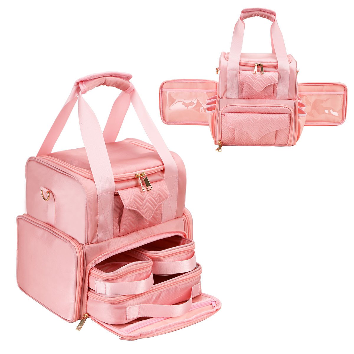Fashionable Double-Layer Cosmetic Bag Large Capacity Travel Makeup and Skincare Storage