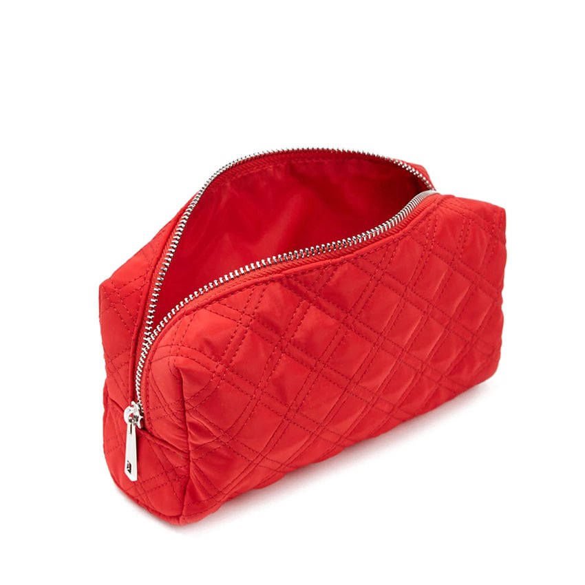 Custom Down Feather Fabric Quilted Zipper Top Cosmetic Makeup Bag Cosmetic Bag Quilted Nylon Small Pouch
