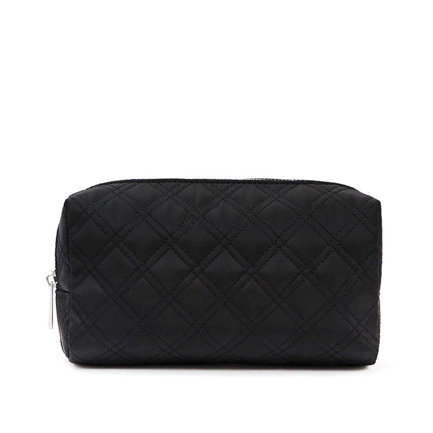 Custom Down Feather Fabric Quilted Zipper Top Cosmetic Makeup Bag Cosmetic Bag Quilted Nylon Small Pouch