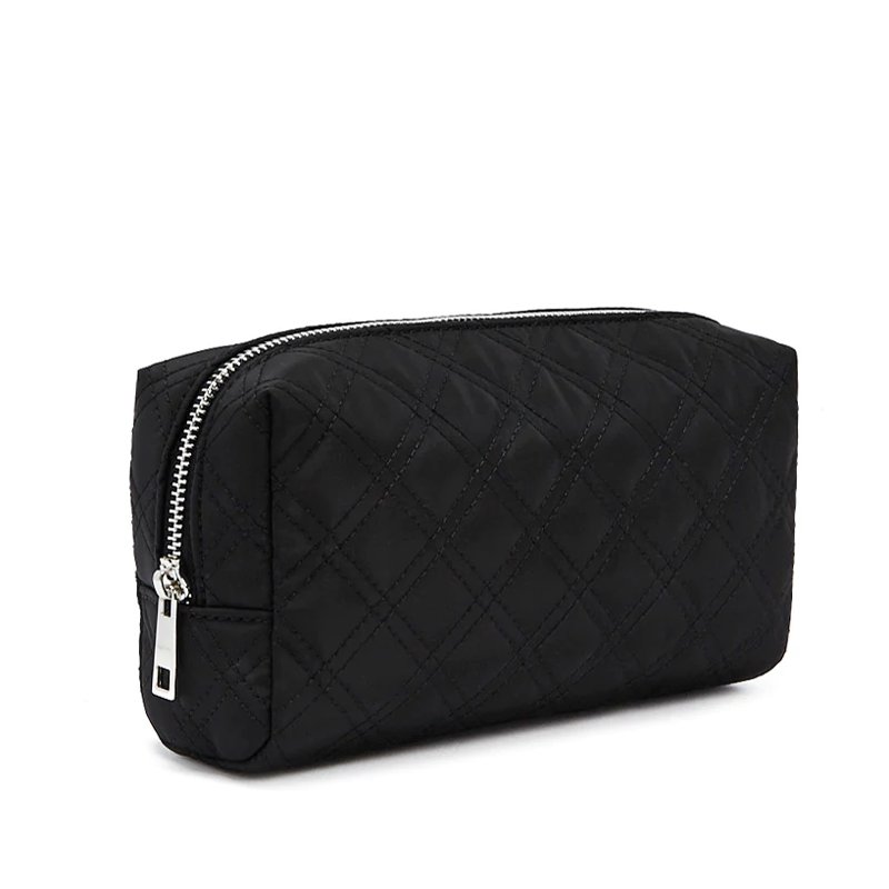 Custom Down Feather Fabric Quilted Zipper Top Cosmetic Makeup Bag Cosmetic Bag Quilted Nylon Small Pouch