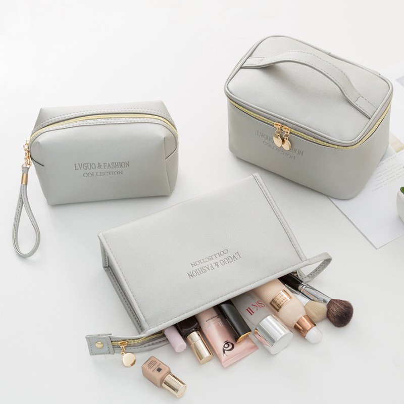 Luxury Large Capacity Square Makeup Beauty Bag PU Cosmetic Organizer with Brushes bellows pocket holder for Women Girls