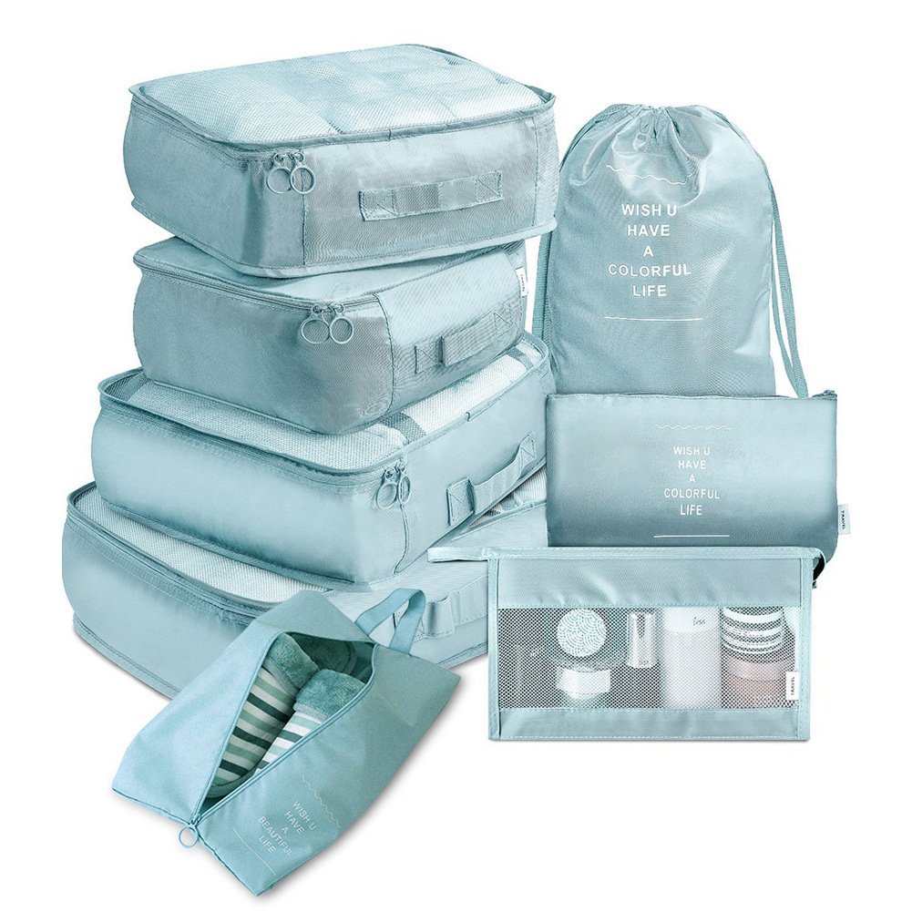 8 Set Packing Cubes Clothes Storage Bag Luggage Packing Organizers for Travel 8-piece Set Packing Storage Luggage Organizer Set