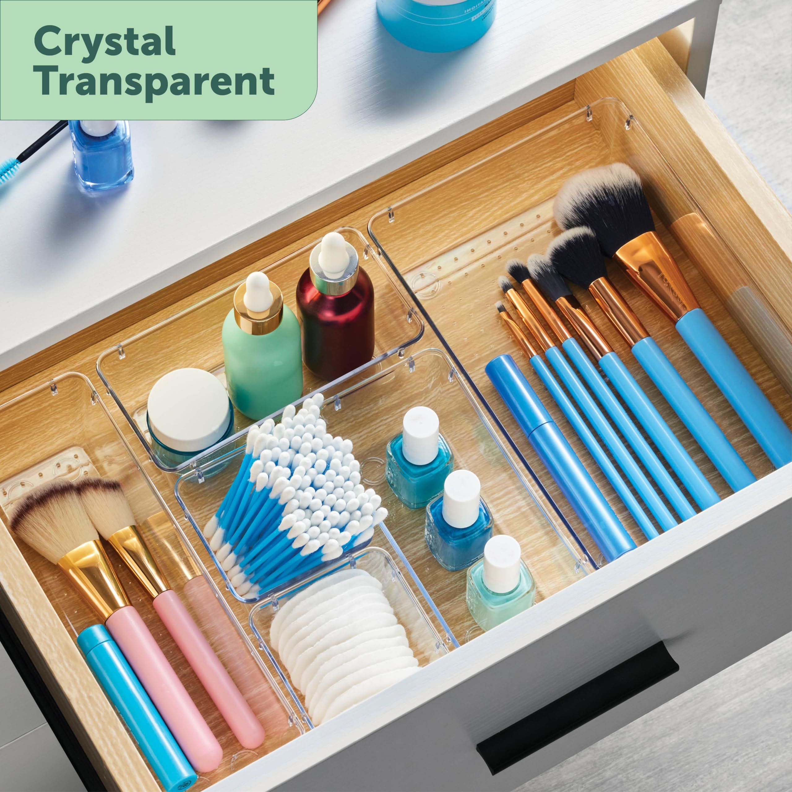 28pcs Multifunctional Clear Drawer Organizers Set Plastic utensil Storage Box Storage Bins For Makeup/Jewelries/Bedroom/Office