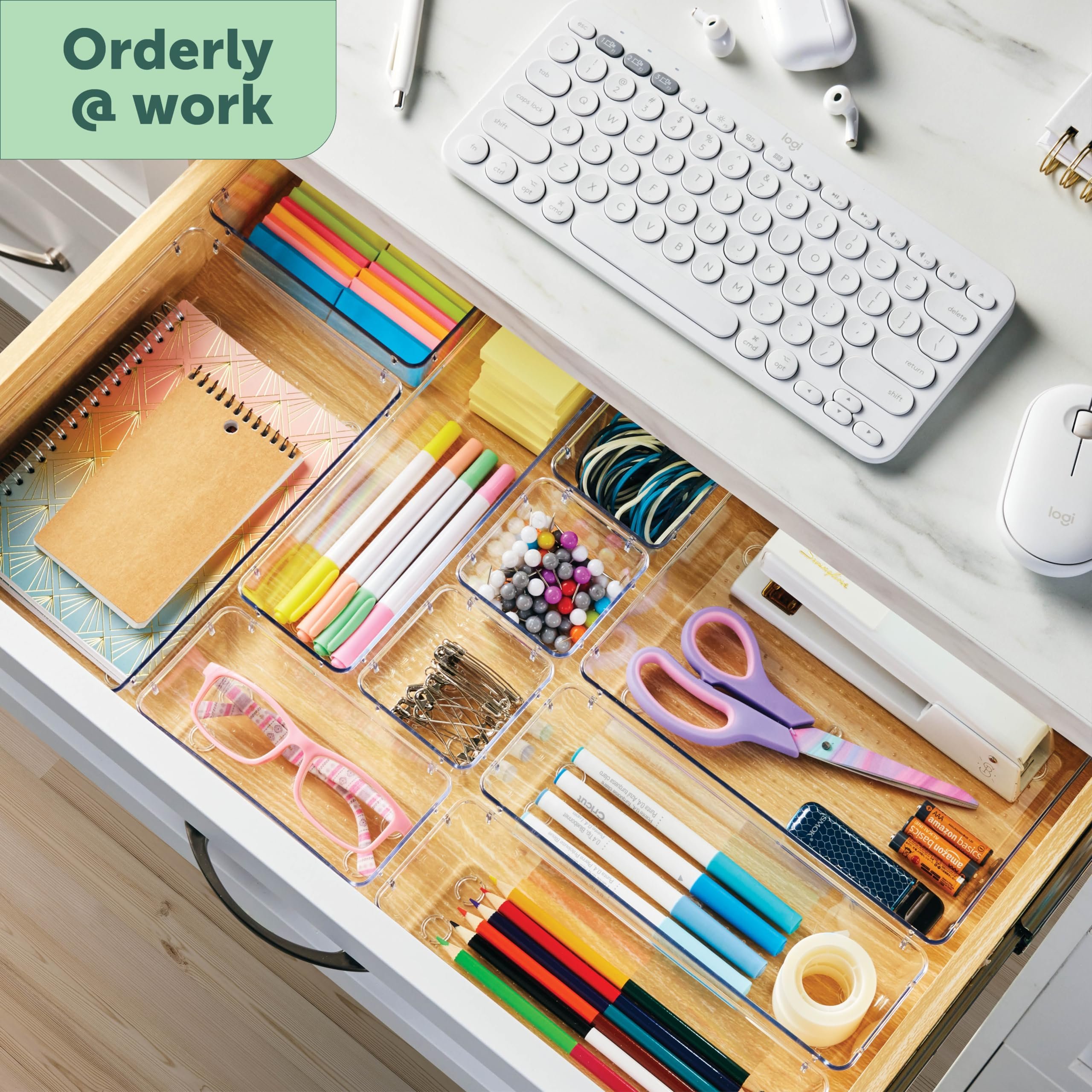 28pcs Multifunctional Clear Drawer Organizers Set Plastic utensil Storage Box Storage Bins For Makeup/Jewelries/Bedroom/Office