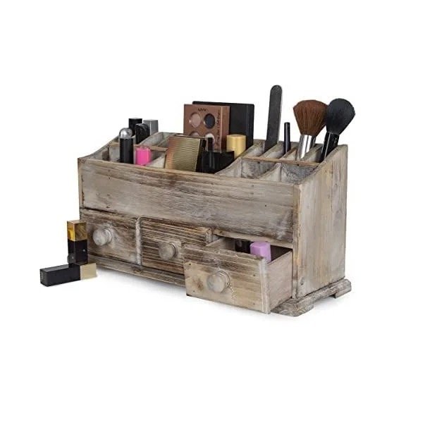 2024 Wood Makeup Storage Organizer Bamboo Cosmetics Storage Box with Drawer