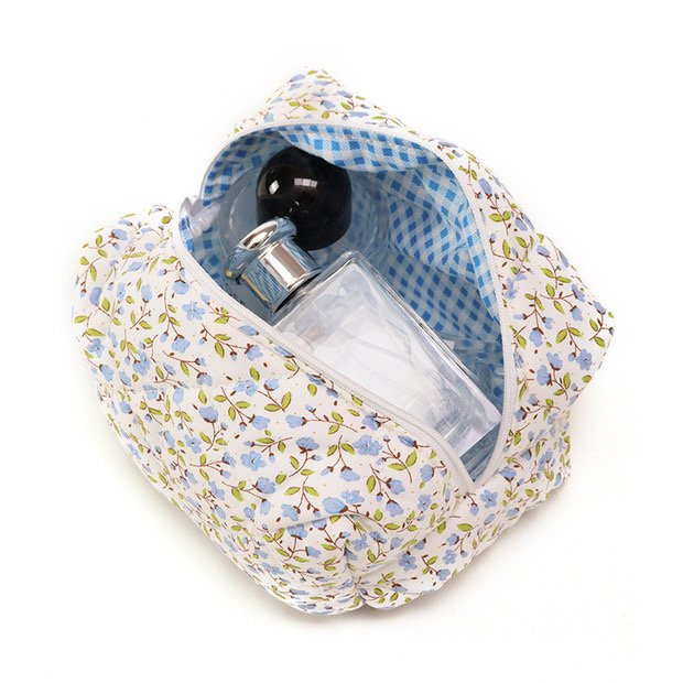 Winter Eco Friendly Cotton Floral Makeup Bag Aesthetic Organic Quilting-Travel Skincare Pouch Bag