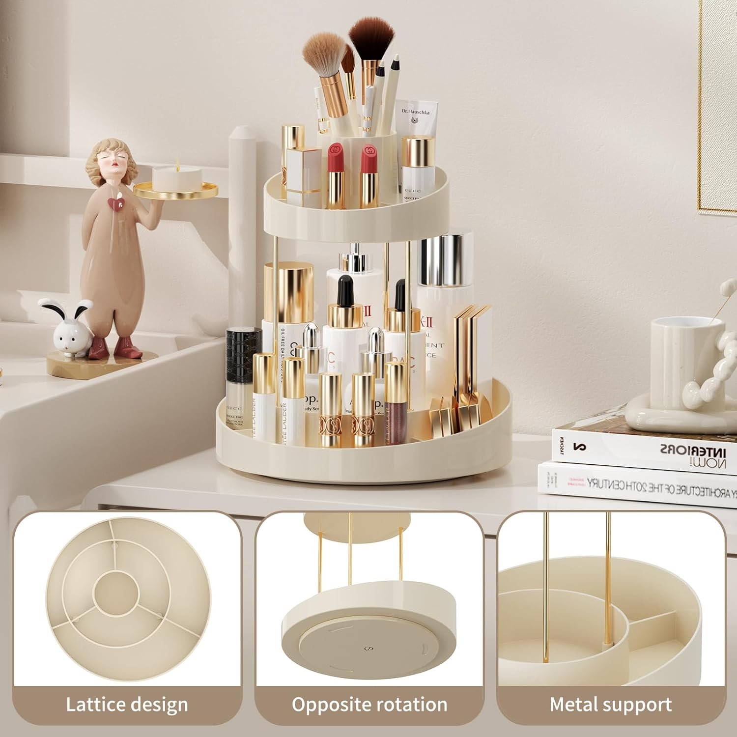 Rotating Makeup Organizer Bathroom Counter Organizer Perfume Organizer for Vanity Cosmetic and Skincare Make Up Holder Rack
