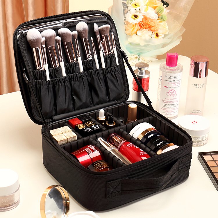 Large Women Portable Cosmetic Train Case Makeup Bag Professional Cosmetic Bag With Removable Dividers Travel Cosmetic Bag