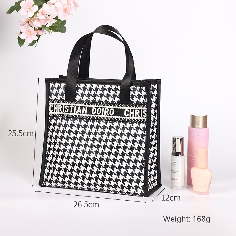 Women Makeup Bag Girls Cosmetic Pouch Travel Storage Bag New design houndstooth PU leather Waterproof Portable Wash Handbag