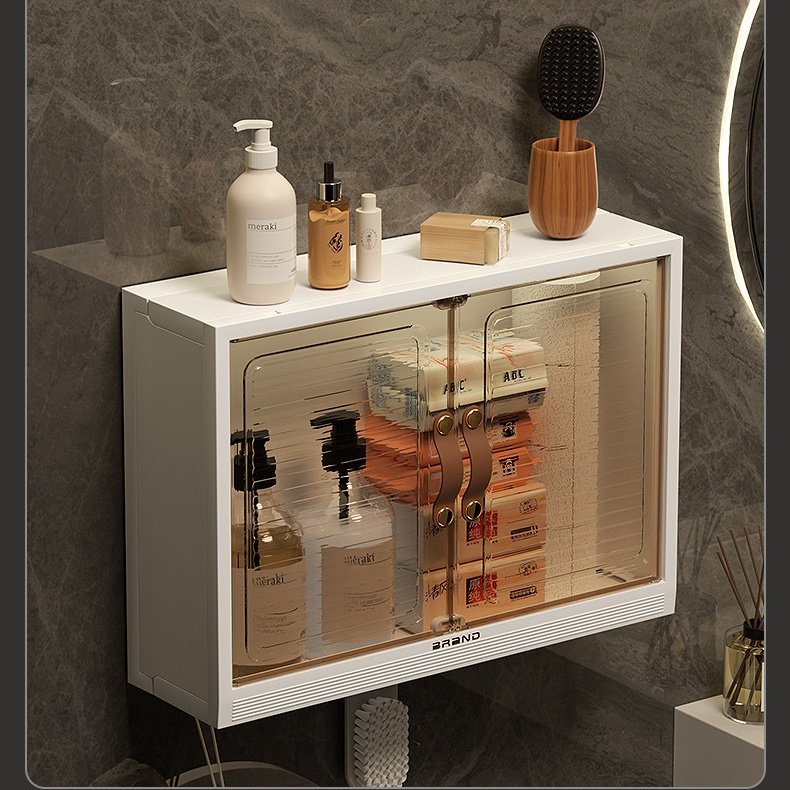 Modern Wall Mounted Clear Plastic Cosmetic Storage Box Makeup Organizer with Dividers Wholesale Price for Bathroom Use